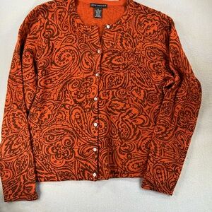 Sarah Spencer Lambs wool & Angora Rabbit Hair Vintage Orange Cardigan Sweater